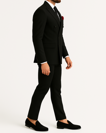 Costume homme noir croisé