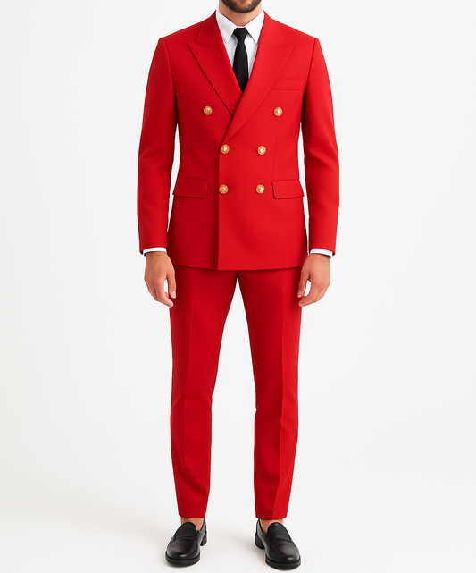 Costume homme rouge croisé