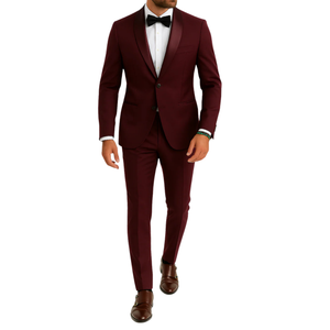 Costume homme bordeaux col châle