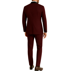 Costume homme bordeaux col châle