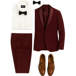 Costume homme bordeaux col châle