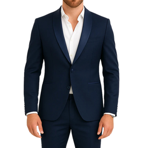 Costume homme bleu marine col châle