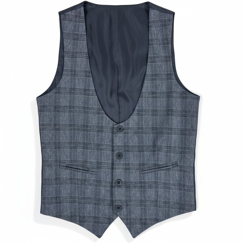 Gilet boléro noir et gris effet tartan