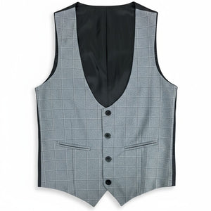 Gilet boléro gris à grand carreaux