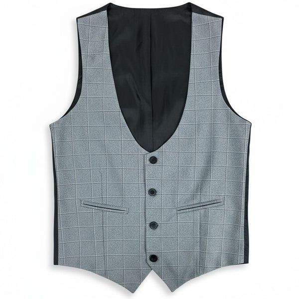 Gilet boléro gris à grand carreaux