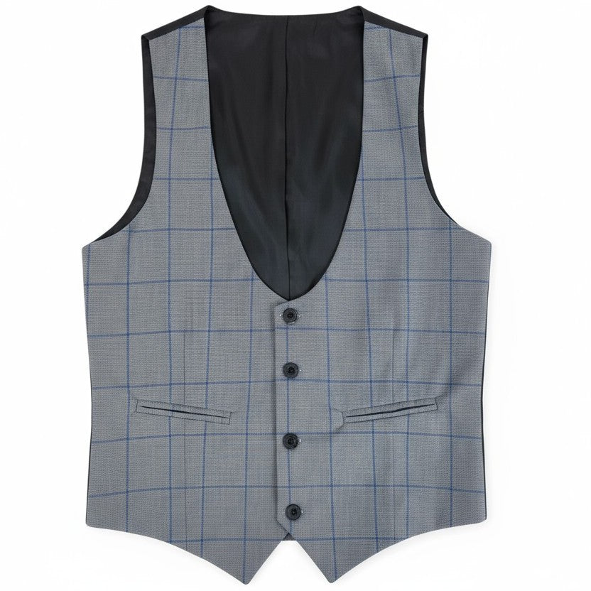 Gilet boléro gris à motifs carré