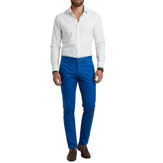 Pantalon chino bleu électrique