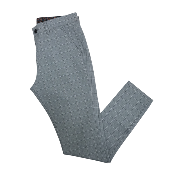 Pantalon homme chic carreaux gris clair