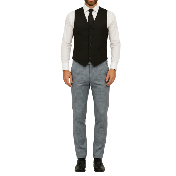 Pantalon homme chic carreaux gris clair