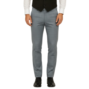 Pantalon homme chic carreaux gris clair