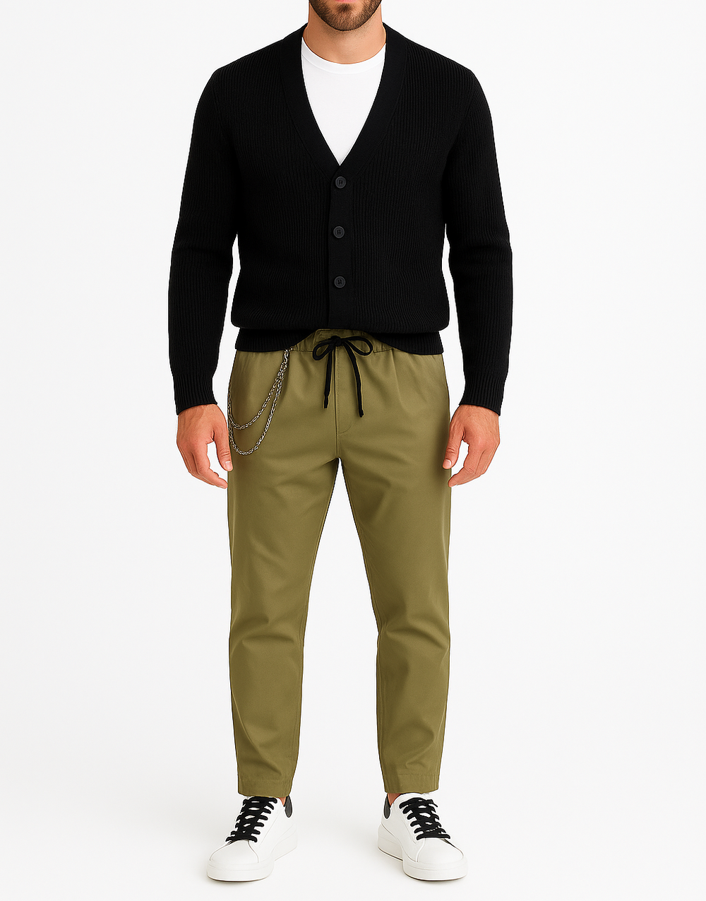 Pantalon marron avec chaine décorative