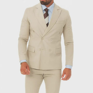 Costume homme beige croisé Mario