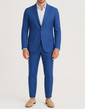 Costume homme effet lin bleu royal LINO