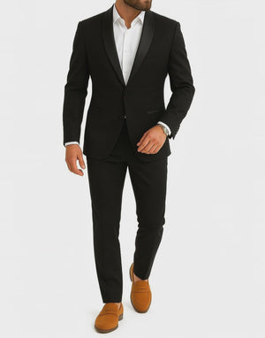 Costume homme noir col châle