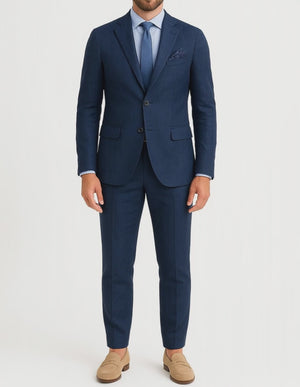 Costume homme effet lin bleu LINO
