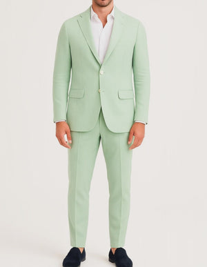 Costume homme effet lin vert LINO