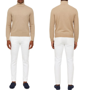 Pull homme col roulé beige