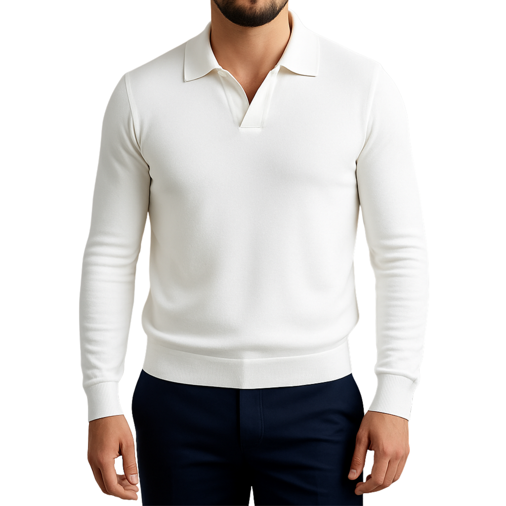 Pull homme blanc col polo Lixia