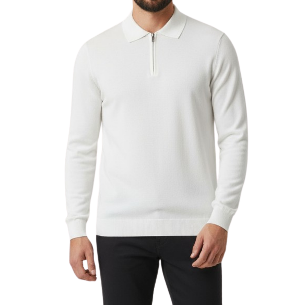 Pull homme blanc col zip