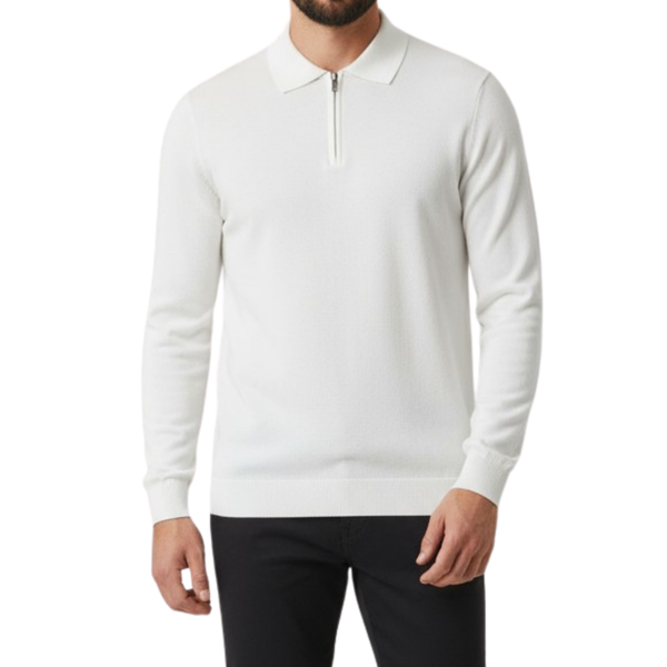 Pull homme blanc col zip