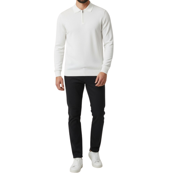 Pull homme blanc col zip
