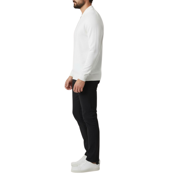 Pull homme blanc col zip