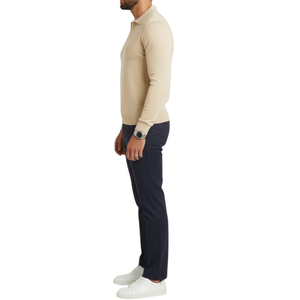 Pull homme beige col polo Lixia