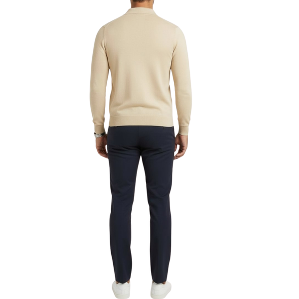 Pull homme beige col polo Lixia