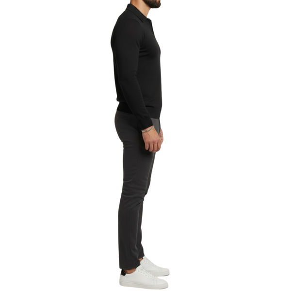 Pull homme noir col polo Lixia