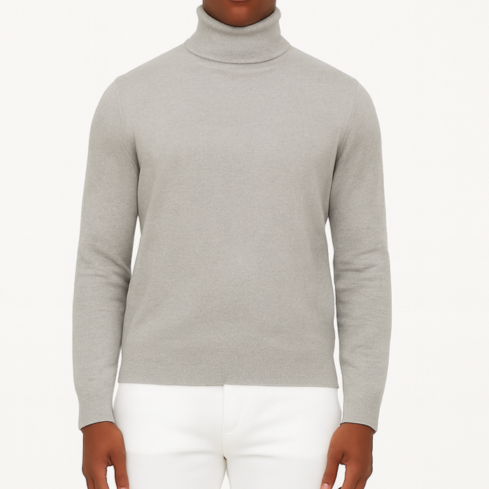 Pull homme col roulé gris