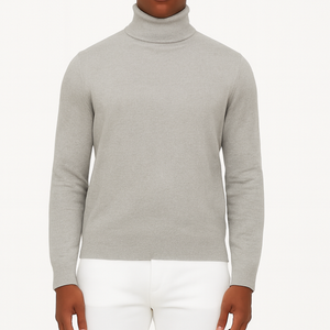 Pull homme col roulé gris