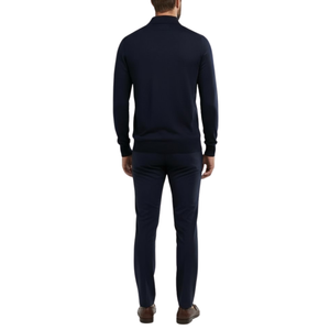 Pull homme bleu col zip
