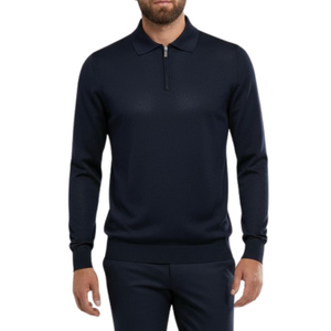 Pull homme bleu col zip