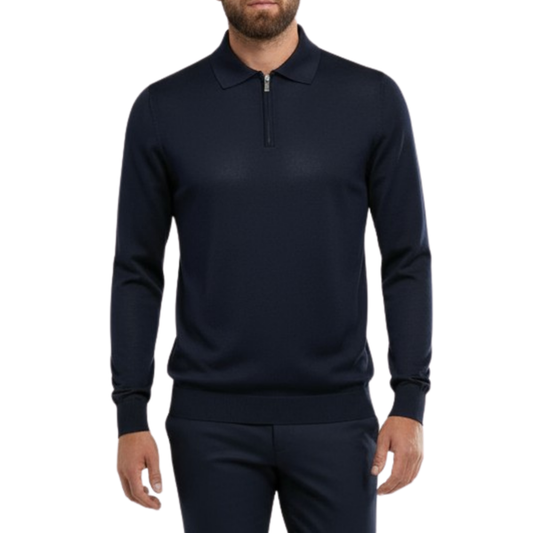 Pull homme bleu col zip