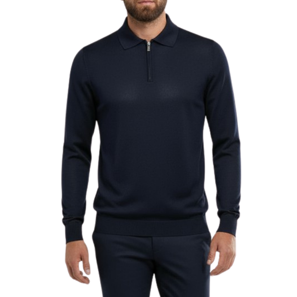 Pull homme bleu col zip