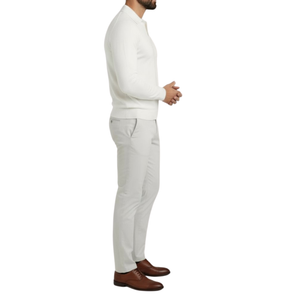 Pull homme blanc col polo Lixia