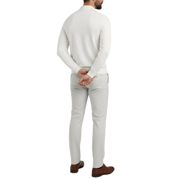 Pull homme blanc col polo Lixia