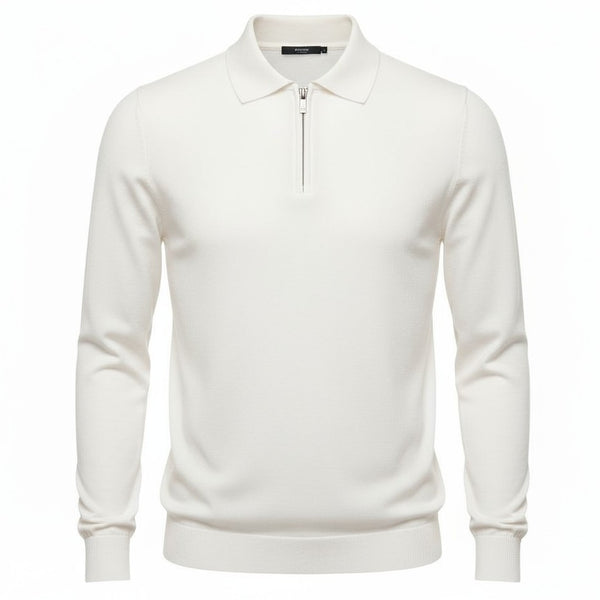 Pull homme blanc col zip