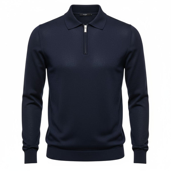 Pull homme bleu col zip