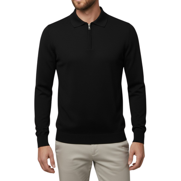 Pull homme noir col zip