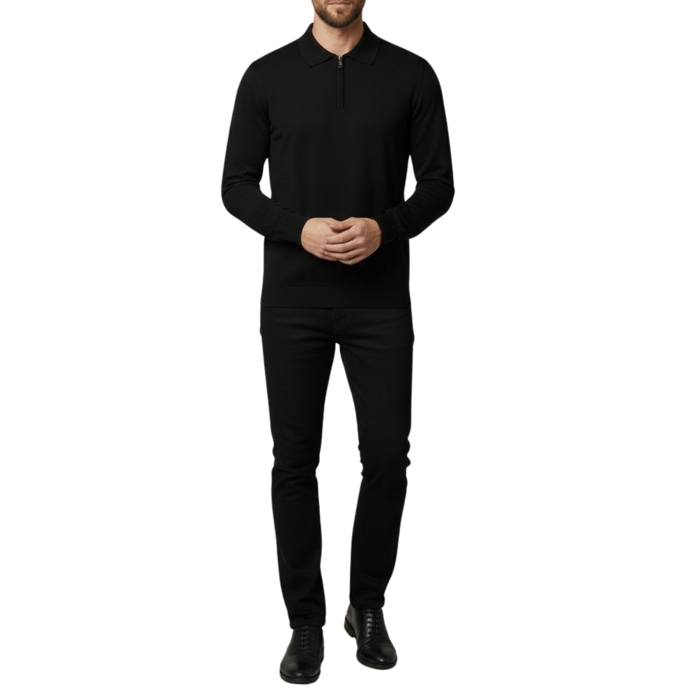 Pull homme noir col zip
