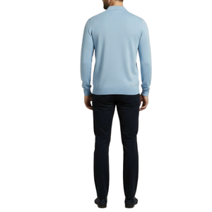 Pull homme bleu col bouton Laurentino