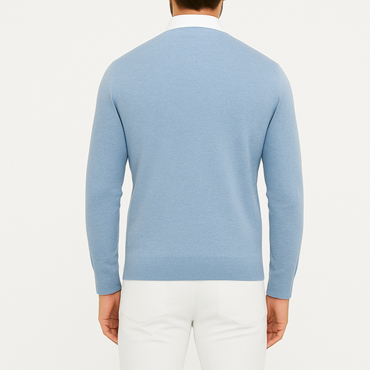 Pull homme col V bleu ciel
