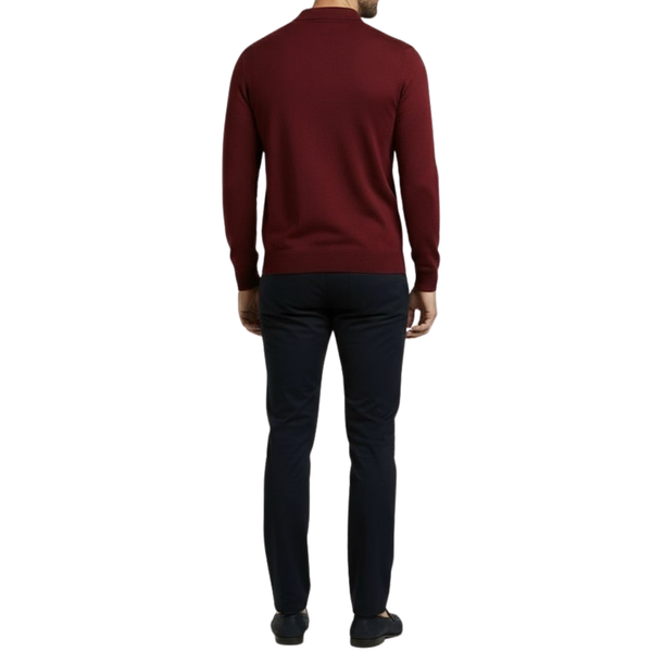 Pull homme bordeaux col bouton Laurentino