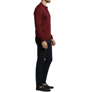 Pull homme bordeaux col bouton Laurentino