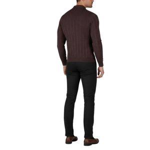Pull homme café col zip et torsadé (Copie)