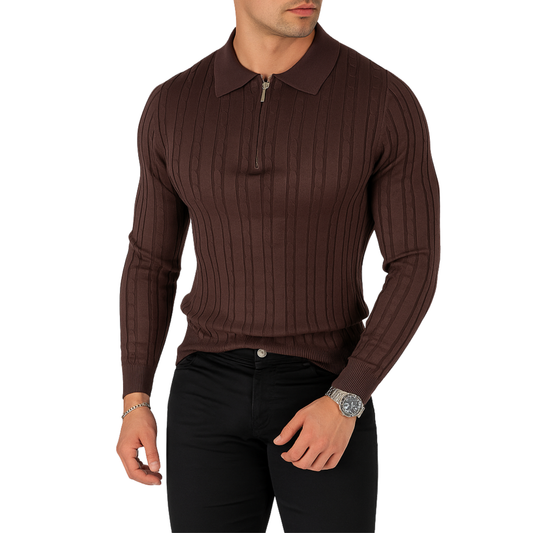 Pull homme café col zip et torsadé (Copie)