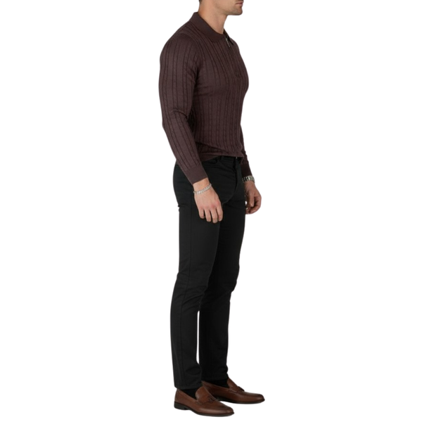 Pull homme café col zip et torsadé (Copie)