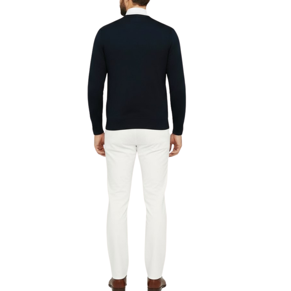 Pull homme col V bleu marine