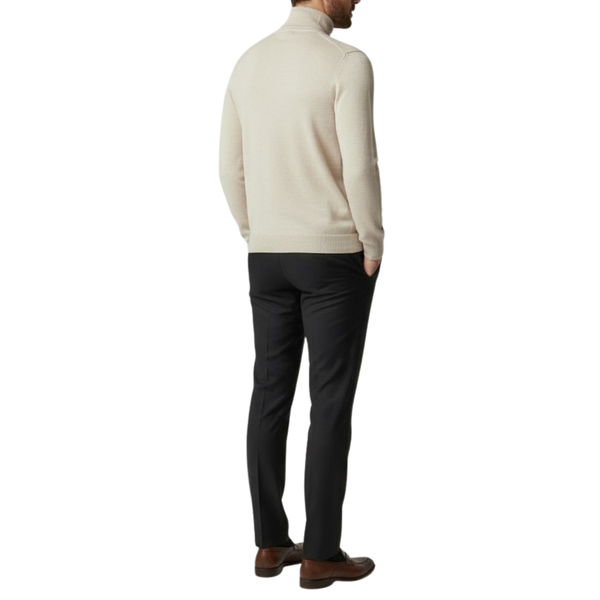 Pull homme col roulé beige